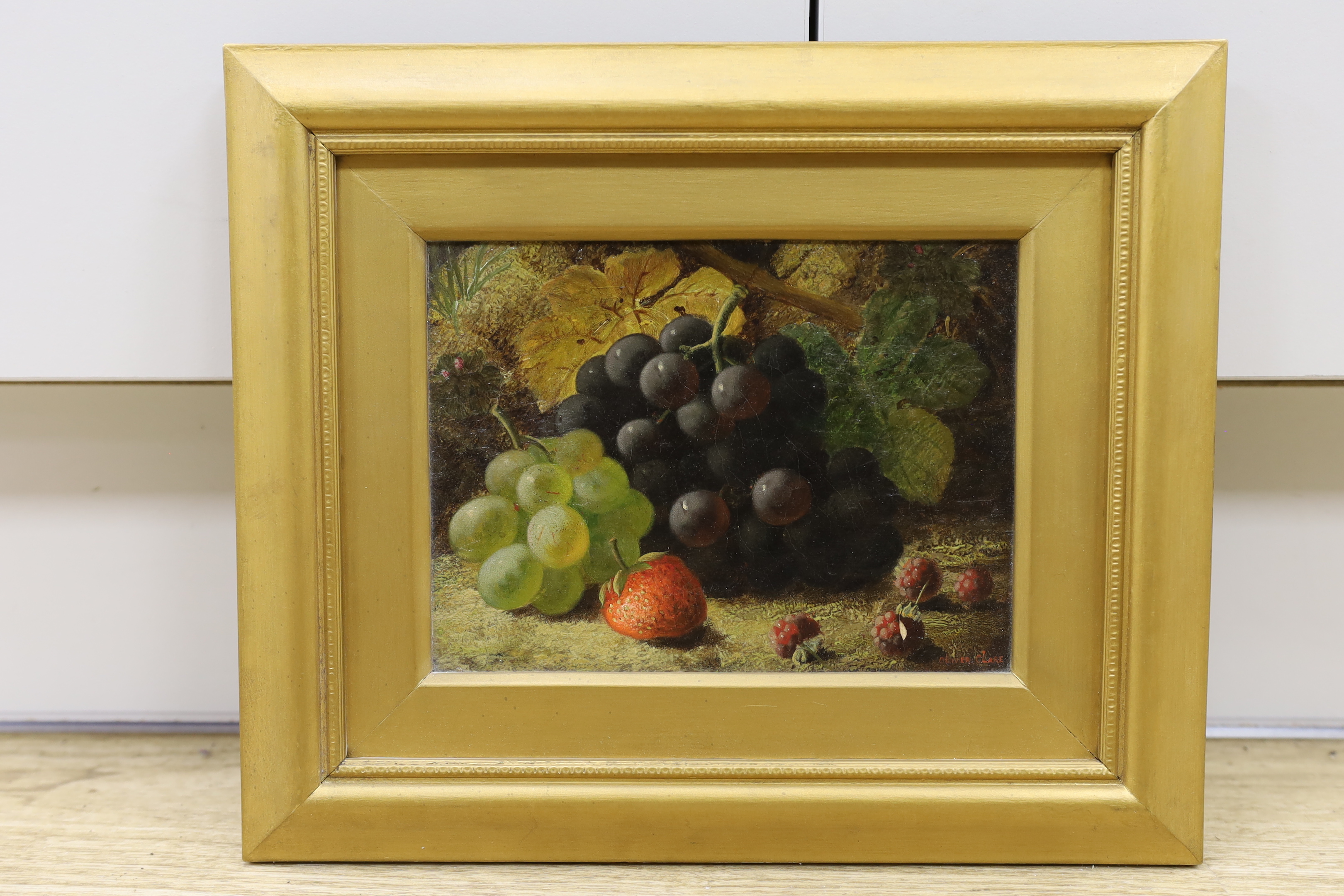 Oliver Clare (1852-1927), oil on canvas, Still life of fruit, signed, 14 x 19cm